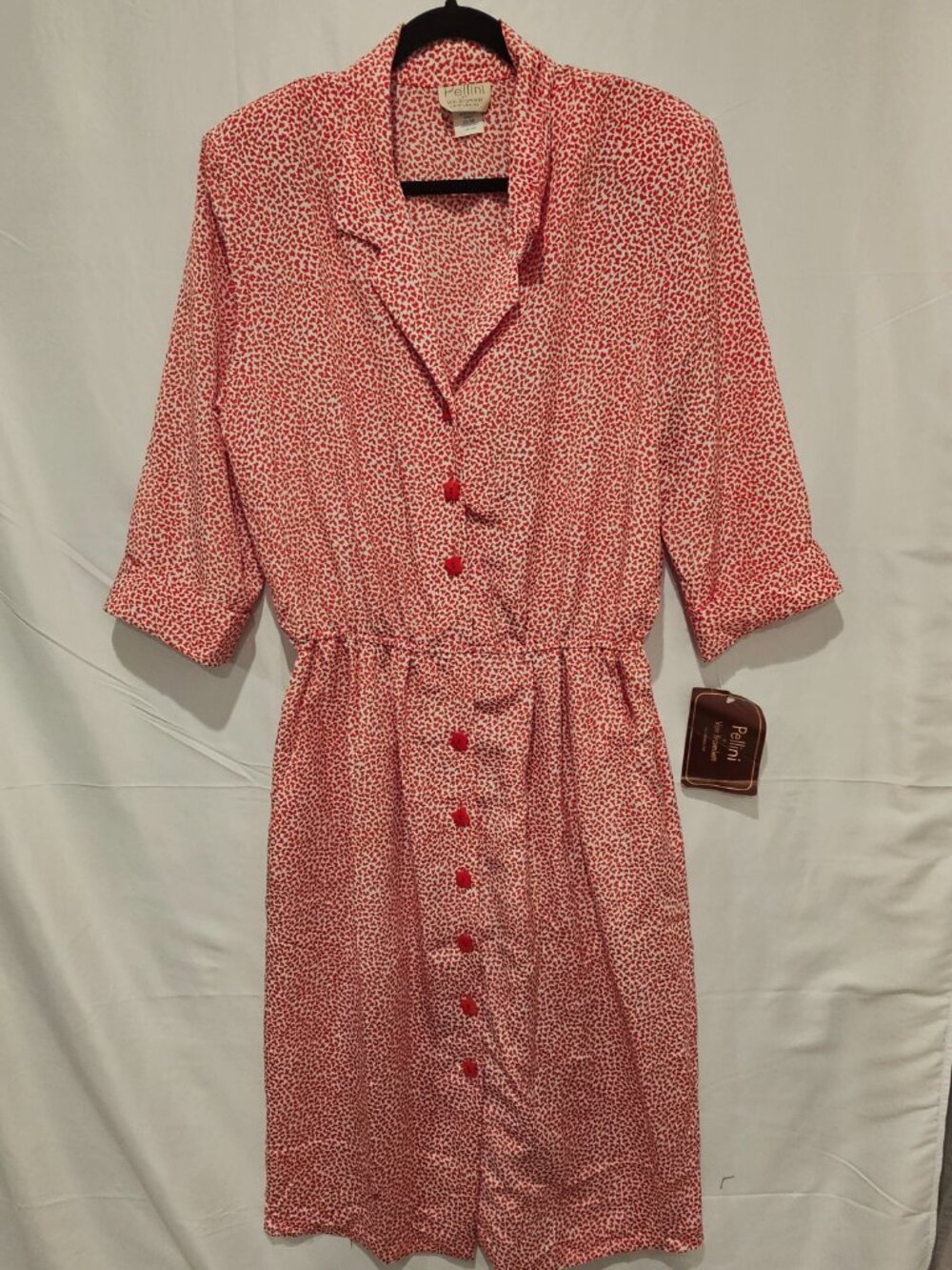 Vintage Pellini Von Bramlett Dress Red White Size 15/16 Shoulder Pads Retro